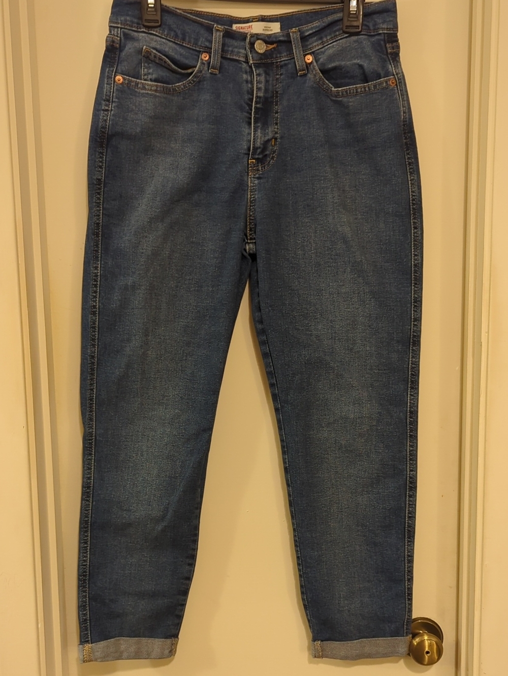 Signature by Levi Strauss Women's Relaxed Boyfriend Jeans - Dark Blue Wash